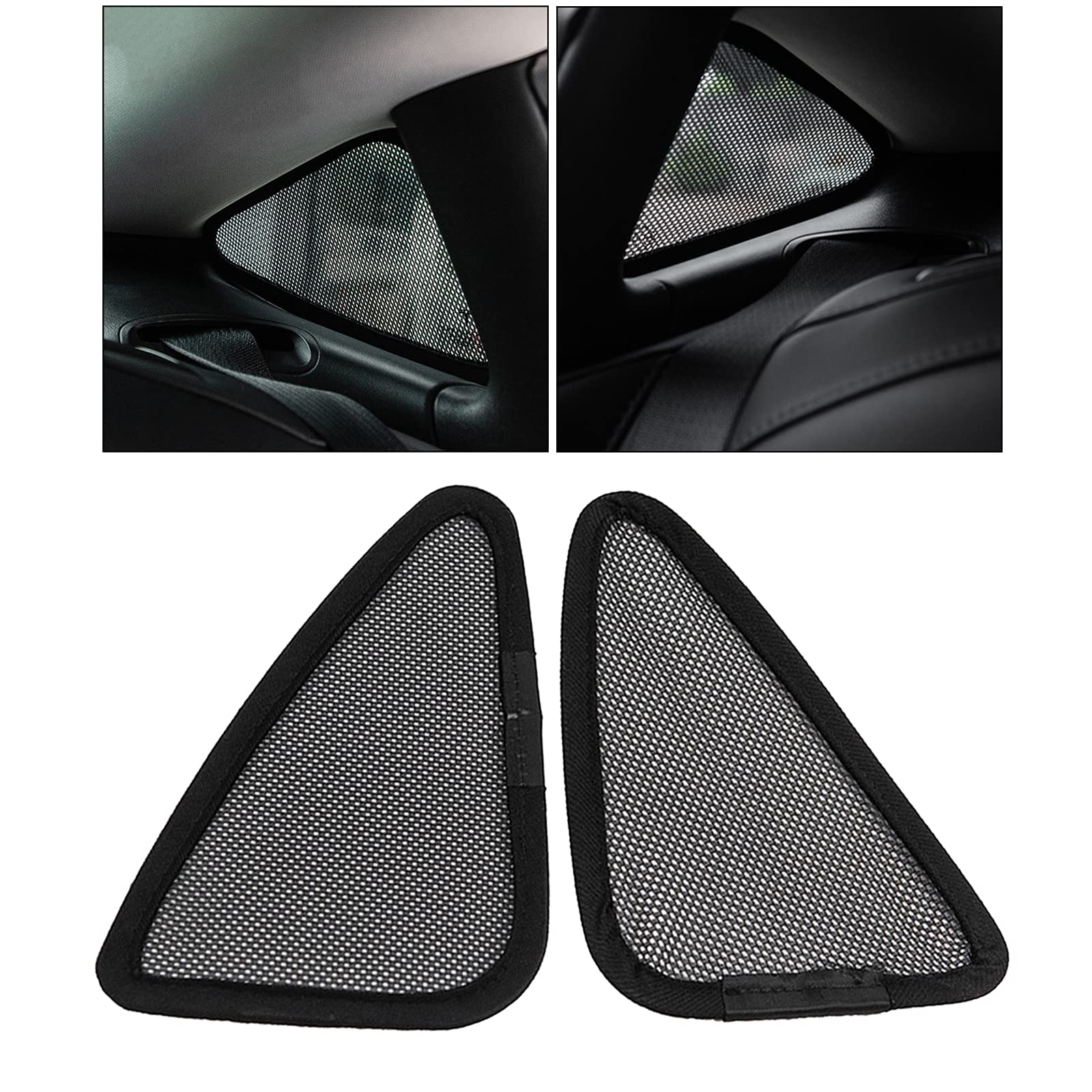 2 Stück Autofenster Sonnenschutz für Tesla Modell 3 X Y Sonnenschutz Zubehör Dreieck Schutz Modell DREI Matte Blind Heckscheibe Netzabdeckungen (Triangle) (Für Model 3) von Duleutgnu