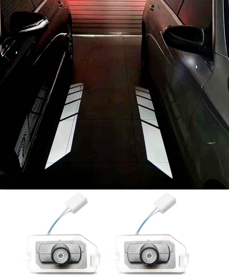 Duleutgnu 2 stücke LED Seite Unter Spiegel Projektor Licht Geist Logo Courtesy Step Willkommen Ambient Lighting Mirror Auto Ersatz Rücklicht Zubehör Weißer Rohling (B without 360 camera) von Duleutgnu