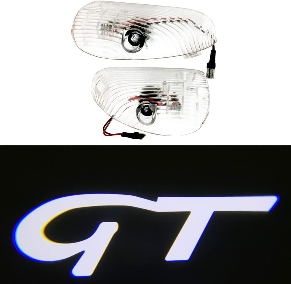 Duleutgnu 2pcs Autotürbeleuchtung Willkommenslogo Ghost Shadow Definition Autodekoration LED Autotüren Eingangslichter 3D Emblem Lampe (Für 147 GT Weiß) von Duleutgnu