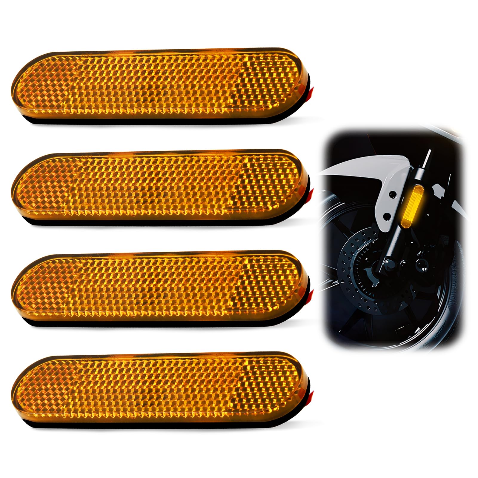 4 Stück Motorrad Fahrrad E4 Reflektor Gelb Gabel Rückstrahler Rechteckiger 100 x 24 x 8mm Katzenauge Kennzeichen für Multifunktional Scooter Hinten 4 Stück Motorrad Fahrrad E4 Reflektor Gelb Gabel Rückstrahler Rechteckiger 100 x 24 x 8mm Katzenauge Kennzeichen für Multifunktional Scooter Hinten von Duluok