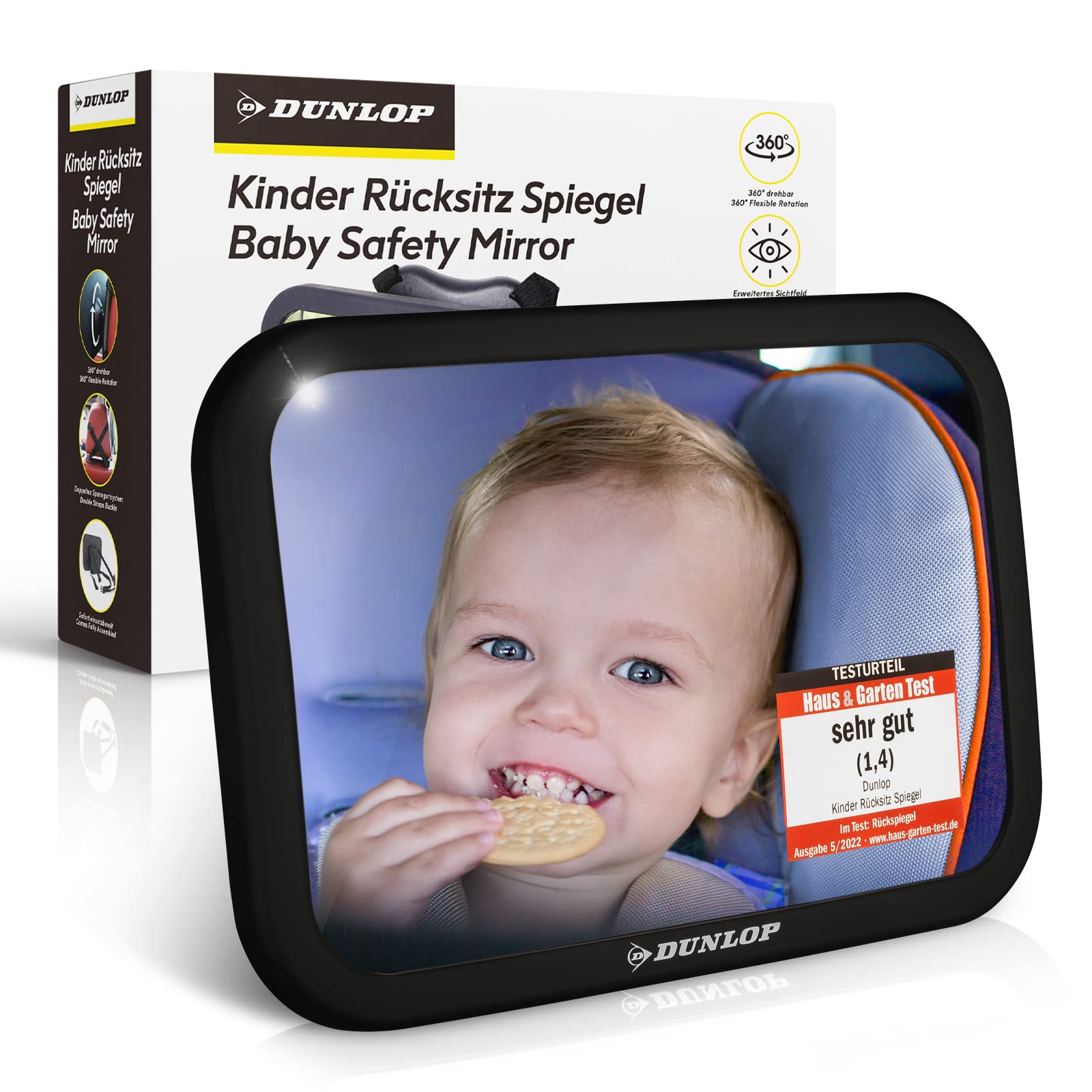 Dunlop Automotive Spiegel Auto Baby Rücksitzspiegel-Testurteil SEHR GUT-Bruchsicherer Rückspiegel 360 grad-mit Spanngurtsystem für alle Fahrzeugtypen I Rücksitz Autospiegel für Kinder I car mirror Dunlop Automotive Spiegel Auto Baby Rücksitzspiegel-Testurteil SEHR GUT-Bruchsicherer Rückspiegel 360 grad-mit Spanngurtsystem für alle Fahrzeugtypen I Rücksitz Autospiegel für Kinder I car mirror von DUNLOP