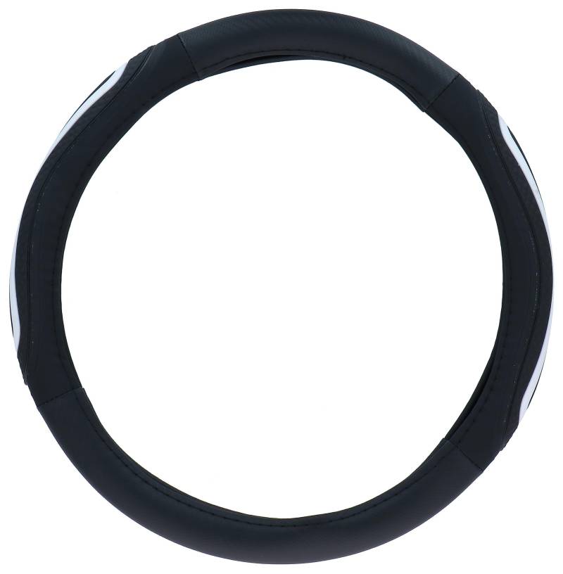 Dunlop Auto Lenkradbezug 38 cm - Geeignet für Lenkräder 37-39 cm - Komfortabler Griff - Anti-Rutsch - Auto Deko - Kunstleder - Schwarz/Weiß von Dunlop