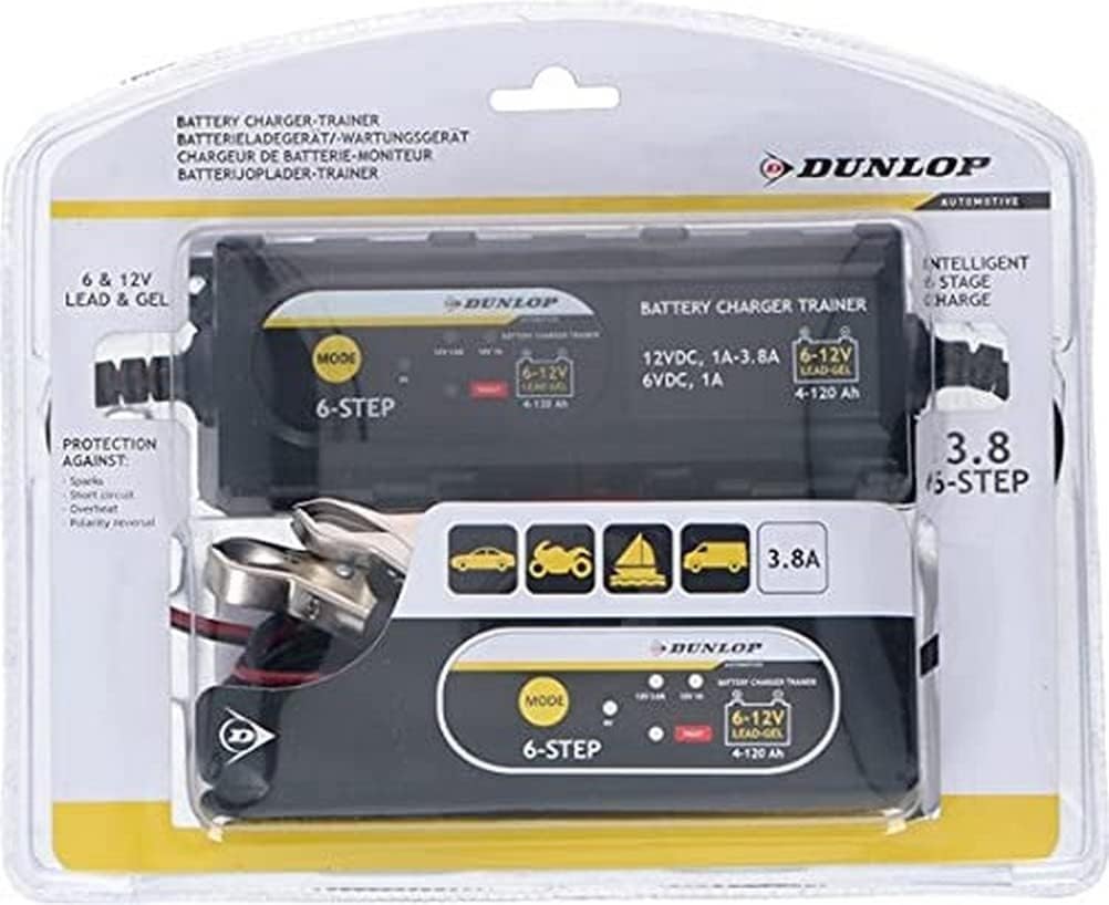 Dunlop Automotive Batterieladegerät-Trainer - 6/12 V - Intelligent - 6 Phasen - Indikatoren - IP65 von DUNLOP