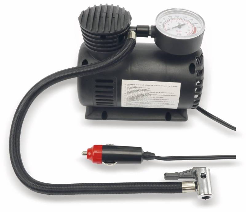 Dunlop Kompressor - Reifenfüller - mit Manometer - max 250 PSI/ 17 Bar - mit 3 Aufsätzen - Autostecker - 12V von GRUNDIG