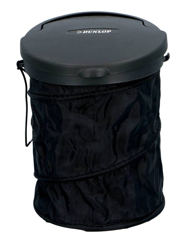 Dunlop Car Waste Bin - faltbar - Ø 16 cm - mit Deckel - für das Armaturenbrett oder den Boden von DUNLOP