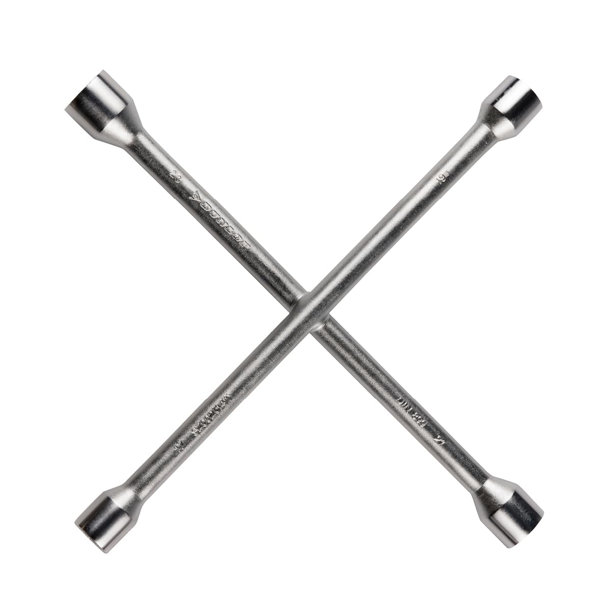 Dunlop Wagenkreuz – Kreuzschlüssel Auto passend für die Abmessungen 17–19–21–23 mm – Radkreuzschlüssel PKW – Radkreuz PKW – Auto-Werkzeug – Kreuzschlüsse für Felgen – 27 x 27 cm – Stahl – Silber von Dunlop
