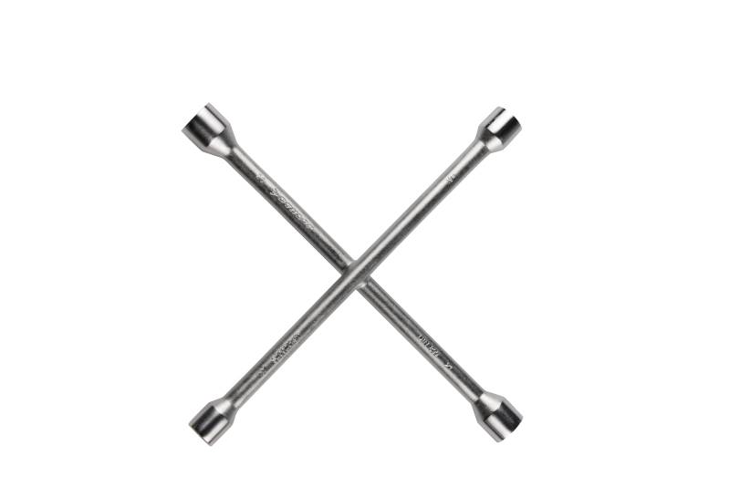 Dunlop Radmutternschlüssel - Geeignet für Radmuttern 17-19-21-23 MM - Radkreuz - Kreuzschlüssel - 27 x 27 CM - Stahl - Silber von DUNLOP