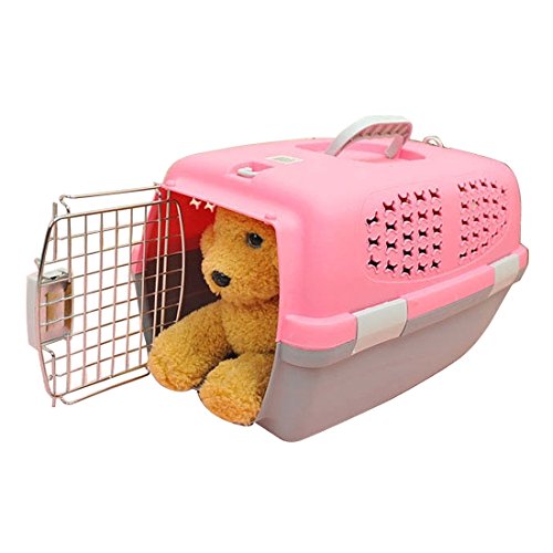 DuoShengZhTG für Katze/Hund und Andere Haustiere Pet Airways Box Checked Die Fälle Out Gepäck Transportkäfige (Top Ohne Schiebedach Lüftungsöffnungen) Klein (Color : Pink) von DuoShengZhTG