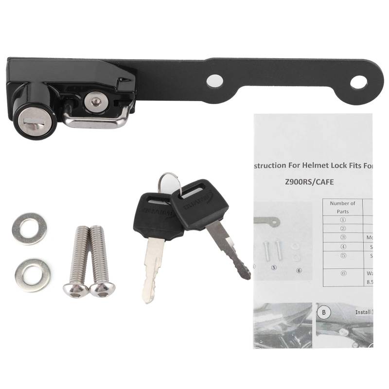 Helmschloss-Set,Motorradhelmschloss, Motorradhelm-Verriegelungshalter für Motorradhalterungshakenschlüssel Passend für Kawasaki Z900RS / CAFE von KIMISS