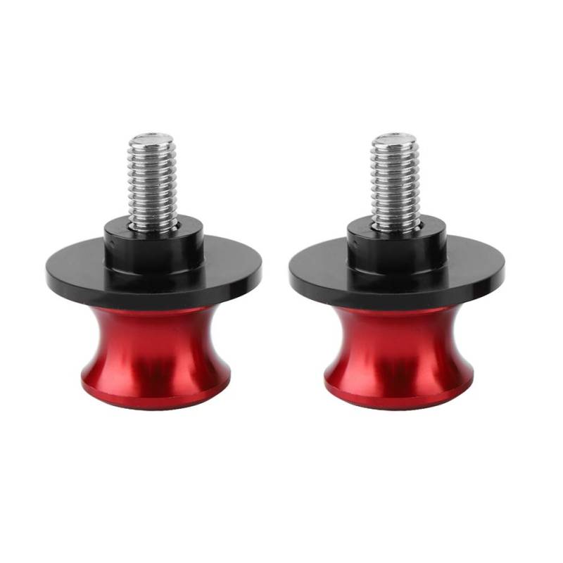 2 Stück CNC Motorrad Swingarm Spool Sliders für 6mm Anschluss, rot, geeignet für allgemeine Motorräder von Duokon