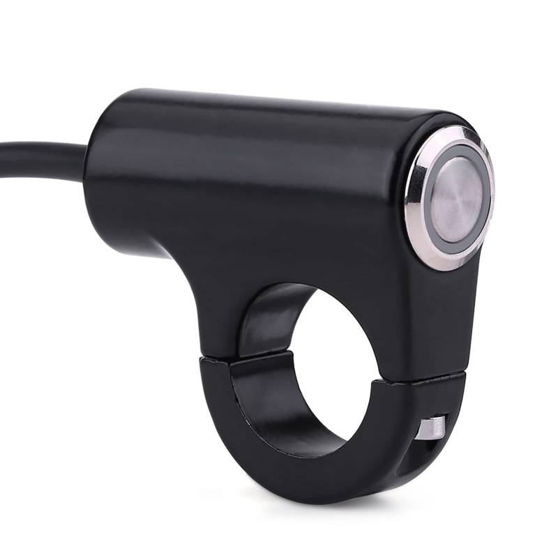 Duokon Motorrad-Lenkerschalter, 22mm, Druckknopfschalter, Schwarz, EIN/AUS, IP65, Aluminium, 12V, 1 Stück von Duokon