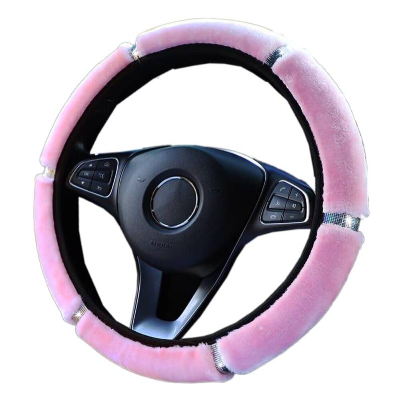 Lenkradabdeckung Glitzer,Universal Bling Lenkradhülle Plüsch Winter Lenkradbezug Teleskop Lenkrad Abdeckung weich bequem Steering Lenkradschoner Auto Zubehör für Frauen Mädchen,36-38cm Rosa von Duories