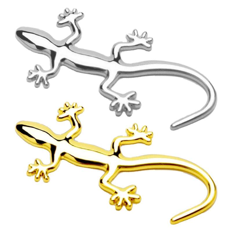 2 Stück Auto Aufkleber Chrom Gecko Metall Emblem Golden Silber Metall von Duroecsain