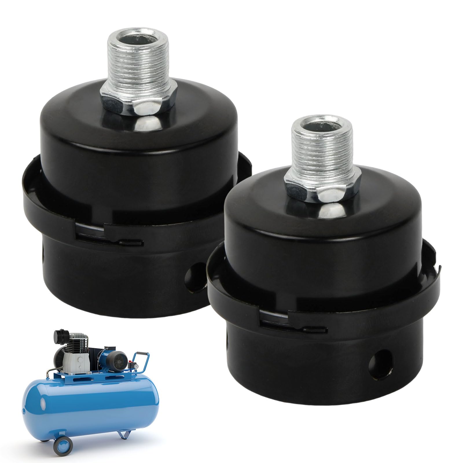 Duronge 2 Stück Kompressor Schalldämpfer Filter, Luftfilter Für Kompressor, 3/8" 16mm Gewinde Metall Luftkompressor Luftfilter, Schalldämpfer für Luftkompressor, Ansaugfilter Schalldämpfer Duronge 2 Stück Kompressor Schalldämpfer Filter, Luftfilter Für Kompressor, 3/8" 16mm Gewinde Metall Luftkompressor Luftfilter, Schalldämpfer für Luftkompressor, Ansaugfilter Schalldämpfer von Duronge