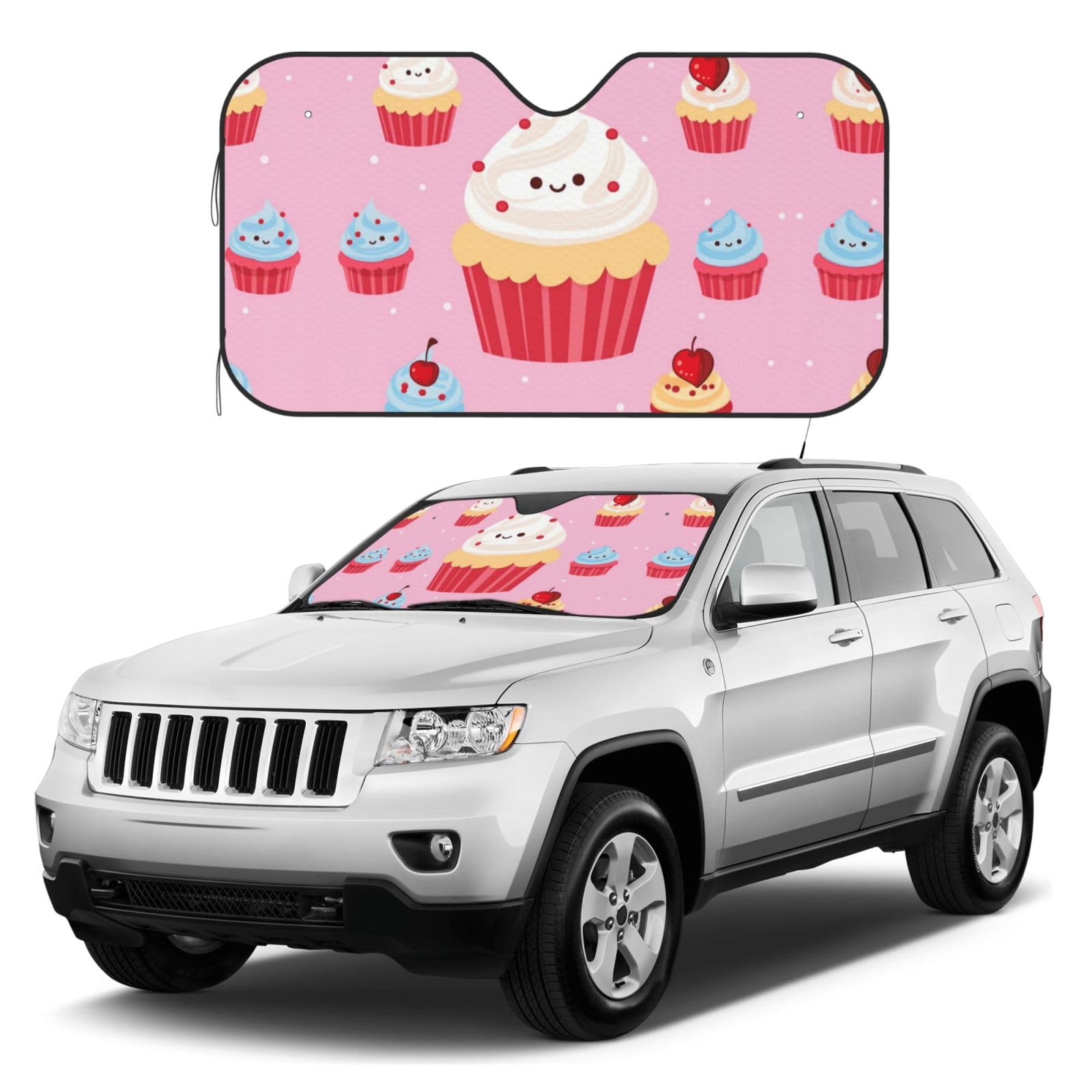 Auto-Windschutzscheiben-Sonnenschutz, niedlicher Cupcake-Auto-Frontscheiben-Abdeckungen, faltbarer Reflektor, Frontscheibe, Sonnenblende, Sonnenblende, universelle Passform, Autos, SUV, LKW, halten Auto-Windschutzscheiben-Sonnenschutz, niedlicher Cupcake-Auto-Frontscheiben-Abdeckungen, faltbarer Reflektor, Frontscheibe, Sonnenblende, Sonnenblende, universelle Passform, Autos, SUV, LKW, halten von Dwvtfsm