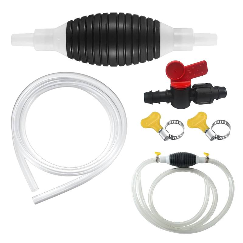 Benzinpumpe,2 Meter Handpumpe,Tragbare Kraftstoffpumpe,Umfüllpumpe,Dieselpumpe,Transferpumpe,Universal Siphonpumpe,mit 2 Schlauchschellen und 1 Regelventil von Dyiouxin
