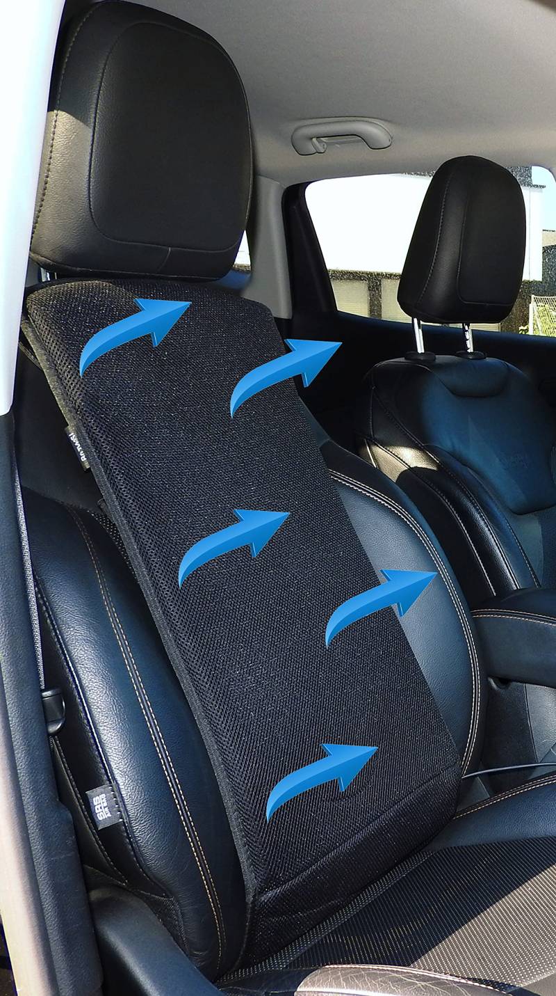kühlende Sitzauflage Gebläse Kühlung Belüftung Rückenkühler Klima Auflage 12/24V Rückenbelüftung Sitzgebläse Ventilator Sitzbezug Klimasitzauflage PKW LKW von Dynamic24