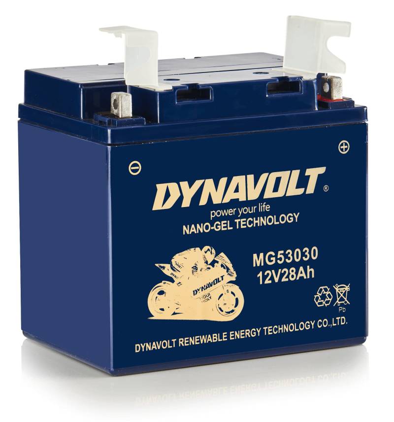 DYNAVOLT - NANO-GEL MG53030 Motorradbatterie 12V 28Ah 350A. Ersetzt 53030. Maße: 178x123x166mm. Wartungsfreie Motorradbatterien mit Nano-Gel-Technologie. Ideal für Rennmotorräder von Dynavolt