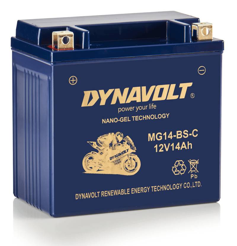 DYNAVOLT - NANO-GEL MG14-BS-C Motorradbatterie 12V 14Ah 315A. Ersetzt YTX14-BS. Wartungsfreie Motorradbatterien mit Nano-Gel-Technologie. Ideal für Rennmotorräder von Dynavolt