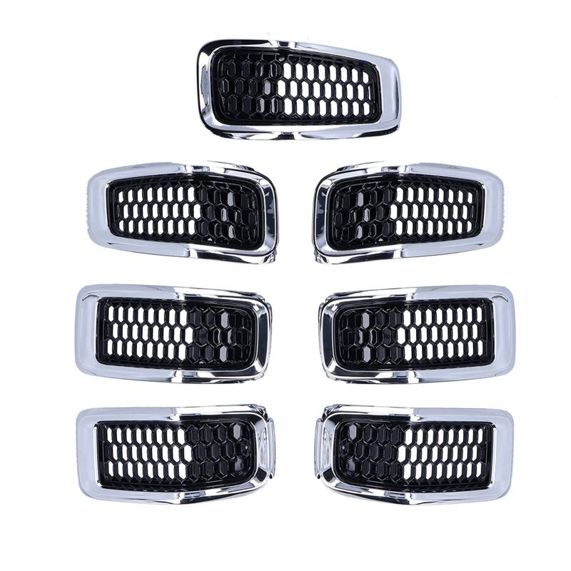 Dyocoag Cherokee 2014 2018 7pcs Frontgrilleinsätze Stylish und Langlebende Mesh Grill Guard Trim (Verchrombeschichtungsrahmen) von Dyocoag