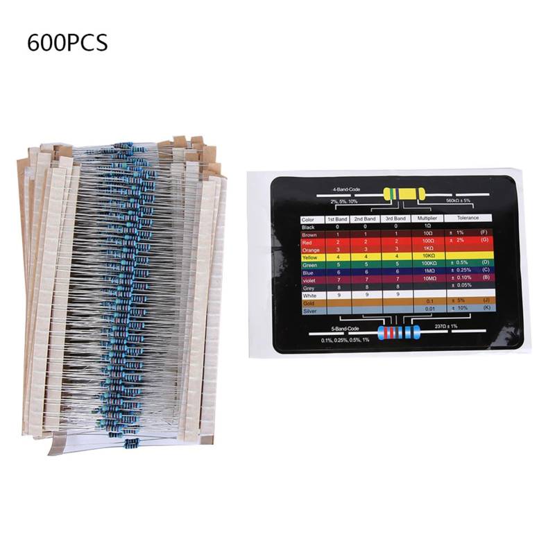 Dyocoag Metall Film Widerstand Kit Sortierte Kit 30 Werte 600 Stück Los 1/4W 1% für DIY-Projekte von Dyocoag