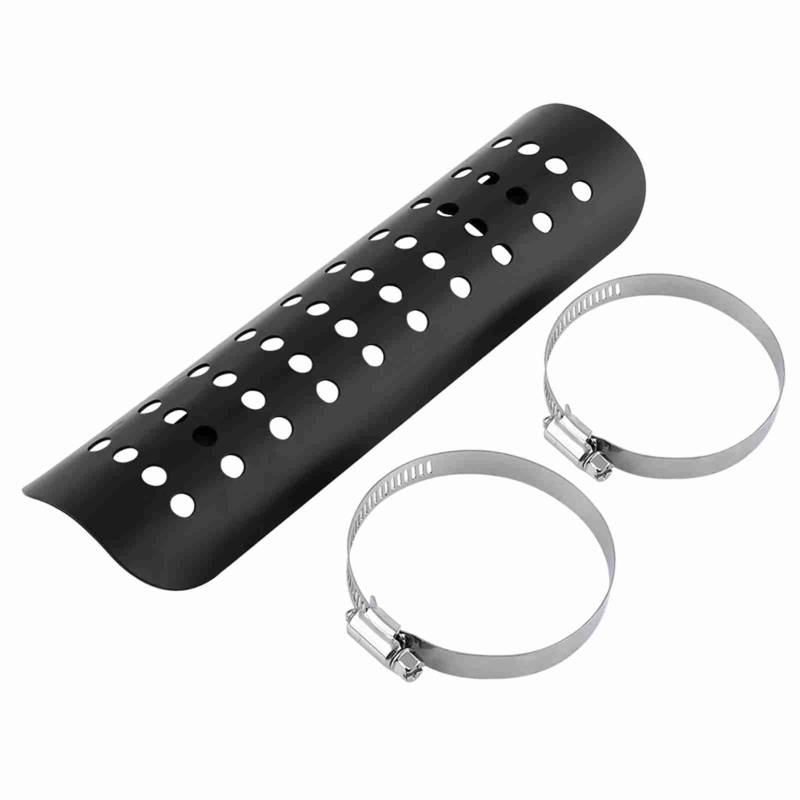Dyocoag Universal Motorcycle Wärmeabzugsrohrabdeckung gerade Muffler Guard Metall Stahl Stahl Black Silber 9 '' x 2.4 '' '' (Schwarz) von Dyocoag