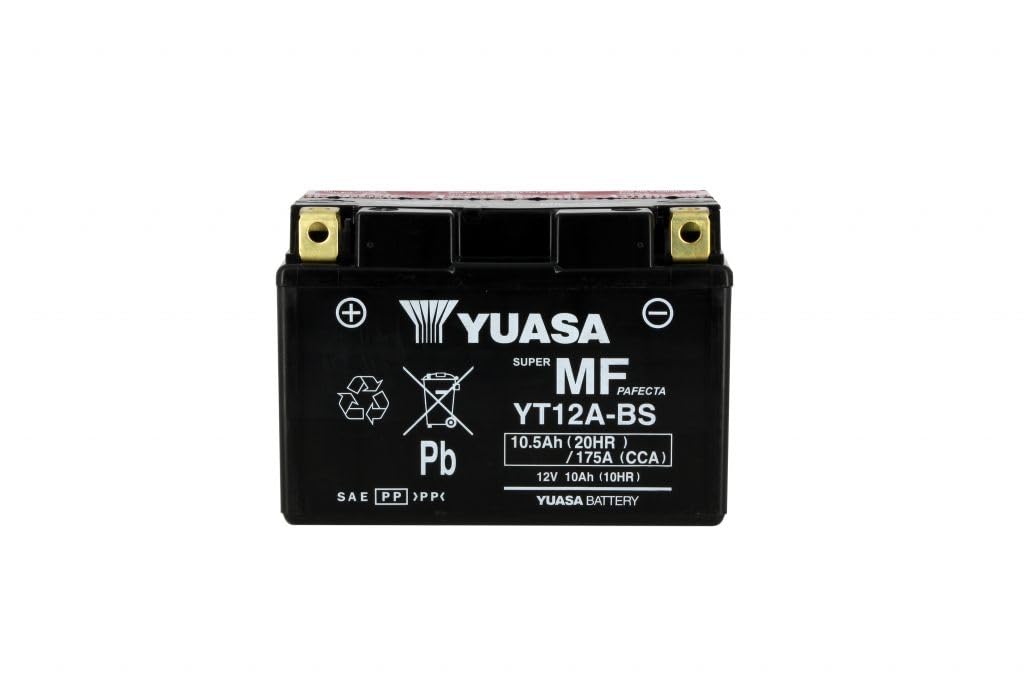 Yuasa Batterie YT12A-BS, vorgeladen, kompatibel mit Suzuki SV 650 S SFV 650 GLADIUS GSX-R 1000 GSX-R 1300 HAYABUSA von E-BIKERS