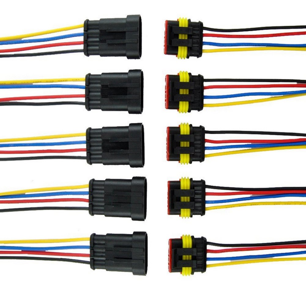 E Support™ 5Pcs 4-Polig Kabel Steckverbinder Stecker Wasserdicht Schnellverbinder KFZ LKW von ESUPPORT
