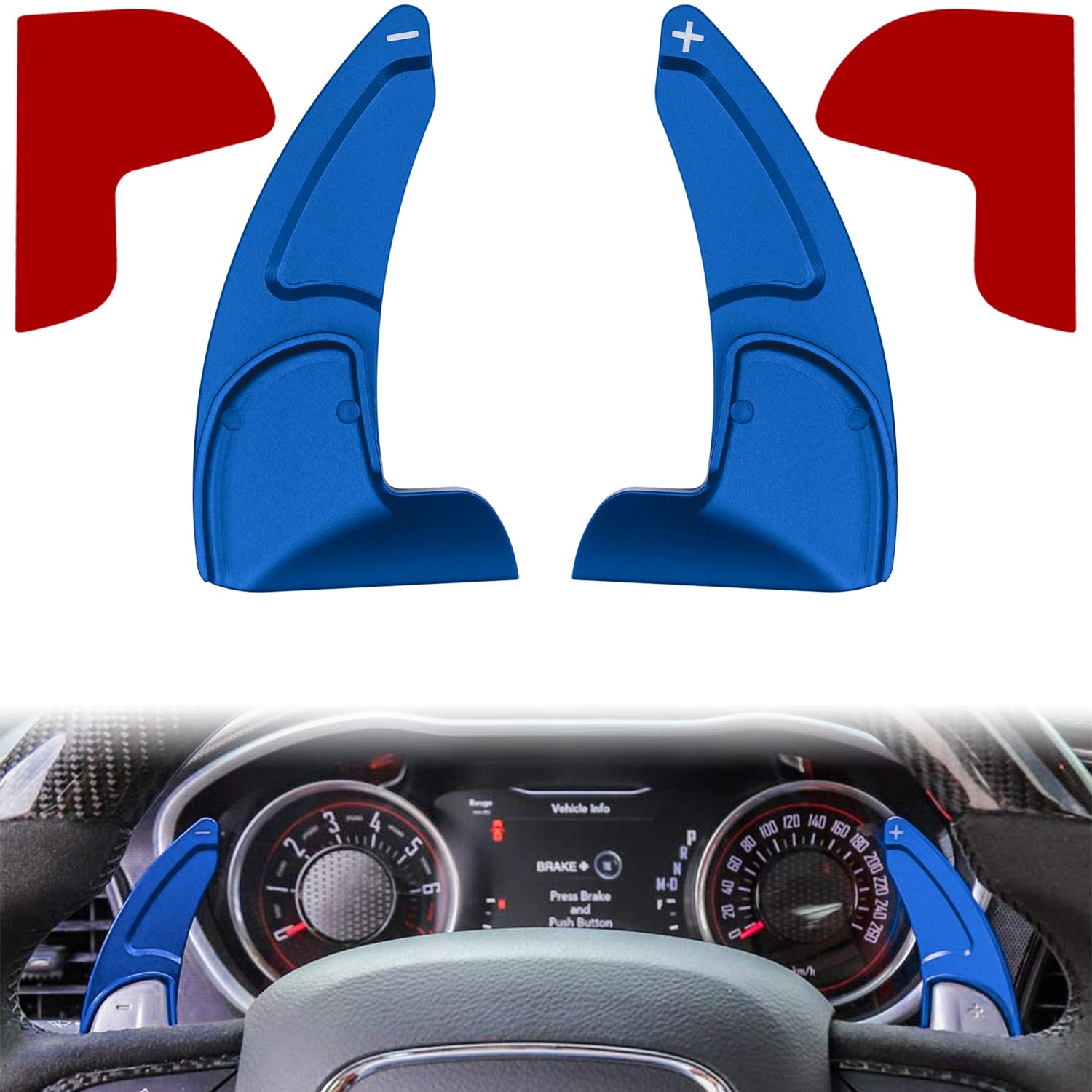 Lenkradschaltwippe, erweiterte Schalthebel-Verkleidung, Abdeckung für Dodge Challenger Charger Durango RT & Scat Pack 2015-2021, für Jeep Grand Cherokee 2014-2021, Lenkradschaltwippe, erweiterte Schalthebel-Verkleidung, Abdeckung für Dodge Challenger Charger Durango RT & Scat Pack 2015-2021, für Jeep Grand Cherokee 2014-2021, von E-cowlboy