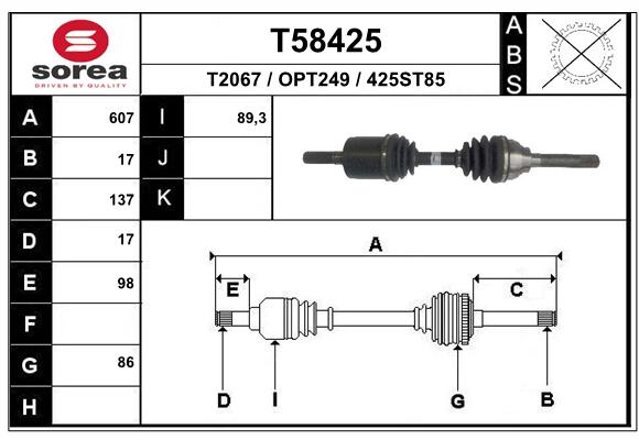 Antriebswelle Vorderachse EAI T58425 von EAI