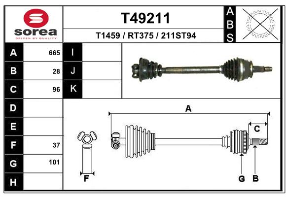 Antriebswelle Vorderachse links EAI T49211 von EAI