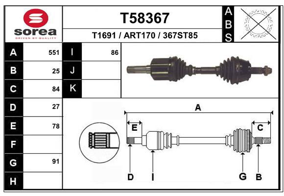 Antriebswelle Vorderachse links EAI T58367 von EAI