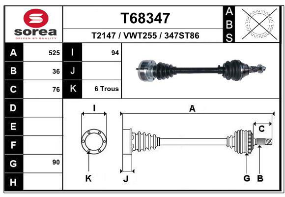 Antriebswelle Vorderachse links EAI T68347 von EAI