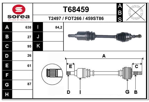 Antriebswelle Vorderachse links EAI T68459 Antriebswelle Vorderachse links EAI T68459 von EAI