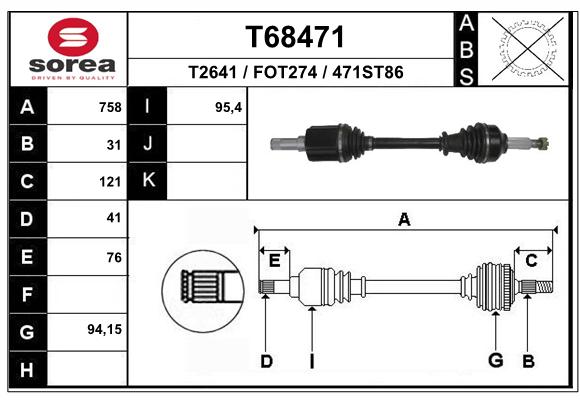 Antriebswelle Vorderachse links EAI T68471 Antriebswelle Vorderachse links EAI T68471 von EAI