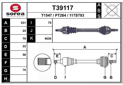 Eai Antriebswelle [Hersteller-Nr. T39117] für Citroën, Peugeot von EAI