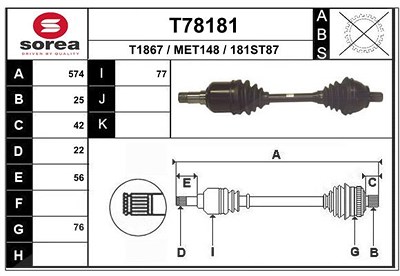 Eai Antriebswelle [Hersteller-Nr. T78181] für Mercedes-Benz von EAI