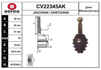 Eai Gelenksatz, Antriebswelle [Hersteller-Nr. CV22345AK] für Ford von EAI