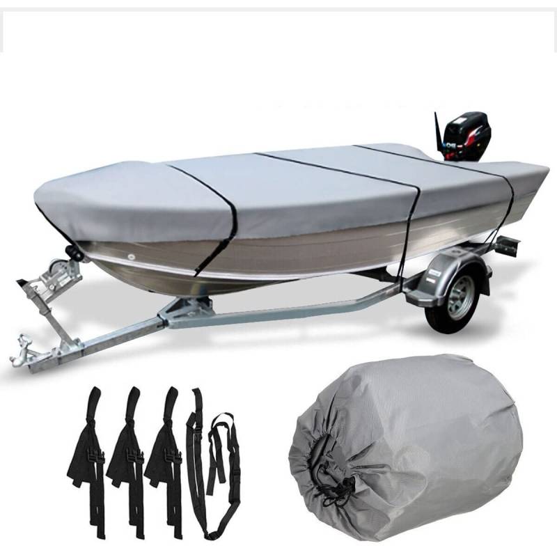Bootsplane,Bootspersenning 210D Heavy Duty Grey Open Boat Persenning Trailerable Fishing Ski Runabout wasserdichte Anti-UV V-Hull Marine Canvas Cover 3.5-4.5M (Color : 450x215cm) von EALLEN