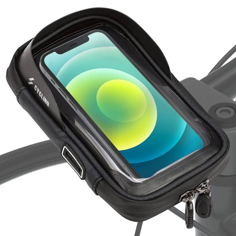 EAZY CASE Fahrrad Lenkertasche, wasserfeste Fahrradtasche mit Smartphone Halterung, Handyhalterung mit Touchscreen perfekt zur Navigation auf dem Rad auch für E-Scooter von EAZY CASE