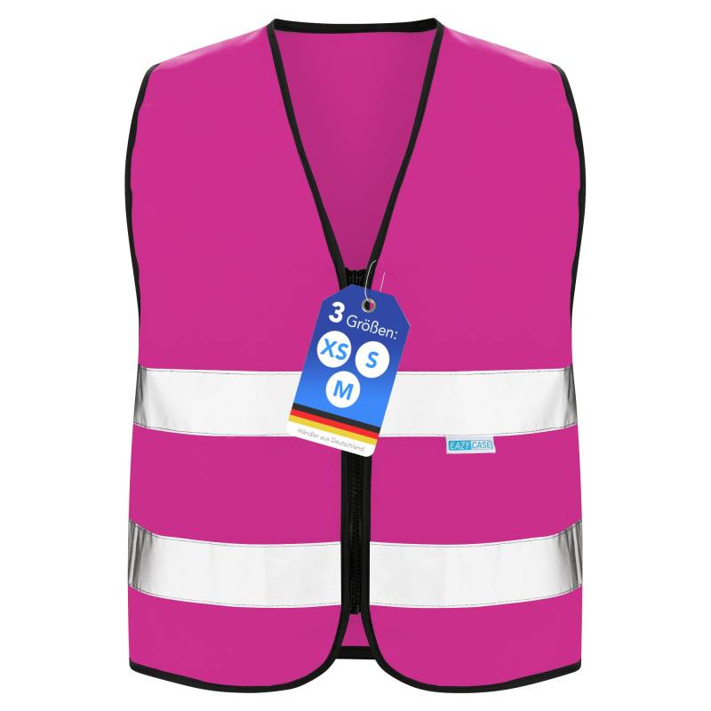 EAZY CASE Reflektorweste für Kinder, Sicherheitsweste, Reißverschluss-Warnweste mit Reflektoren, atmungsaktiv, Reflektierend, zur Erhöhung der Sichtbarkeit im Straßenverkehr, XS, Pink von EAZY CASE