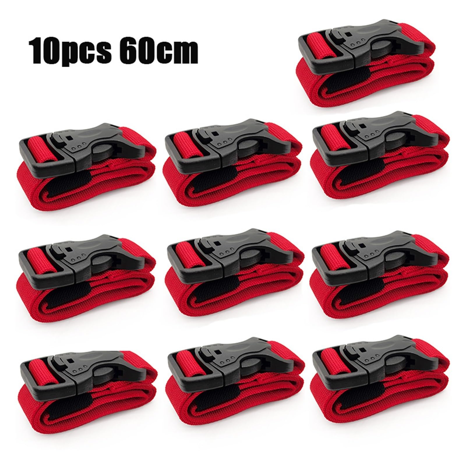 EBAYTV Ratschengurte, 5/10 STÜCKE Tragbare Frachtverzurrgurte Gepäckgurte Schnellverschlussschnalle 60/100/150 cm Gepäck Sicherer Gurt for Camping Wandern(10pcs 60cm) von EBAYTV