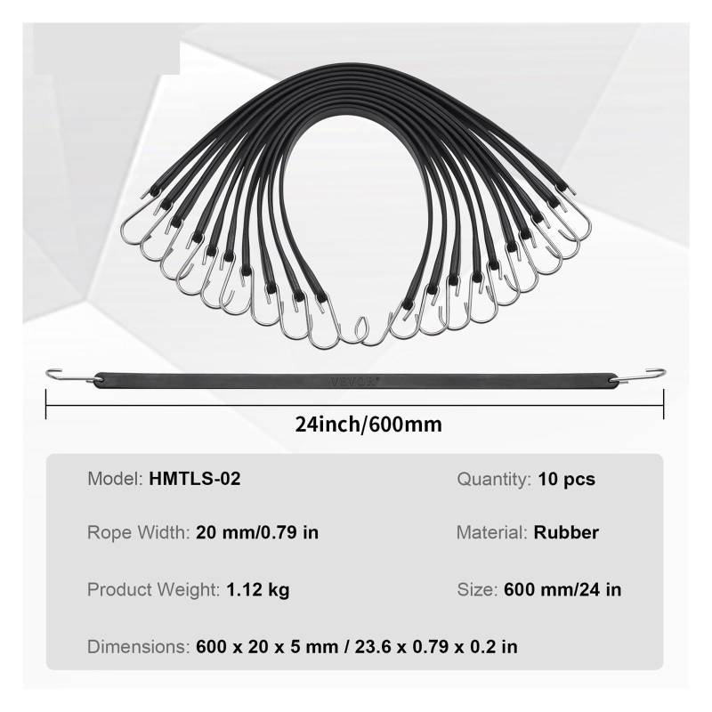 Ratschengurte, 10/50 Stück elastische Bune-Schnüre, strapazierfähi päckgurte, Seil mit S-Haken aus Stahl, Zelt- und Outdoor-Zubehör for Frachtplanen(24inch 10pcs) von EBAYTV