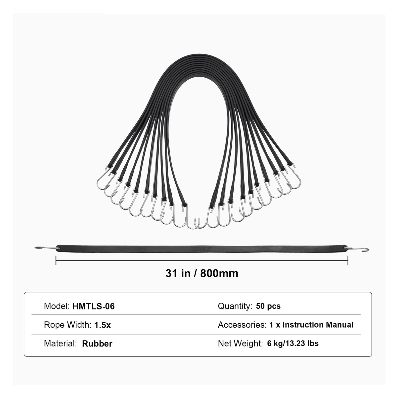 Ratschengurte, 10/50 Stück elastische Bune-Schnüre, strapazierfähi päckgurte, Seil mit S-Haken aus Stahl, Zelt- und Outdoor-Zubehör for Frachtplanen(31inch 50pcs) von EBAYTV