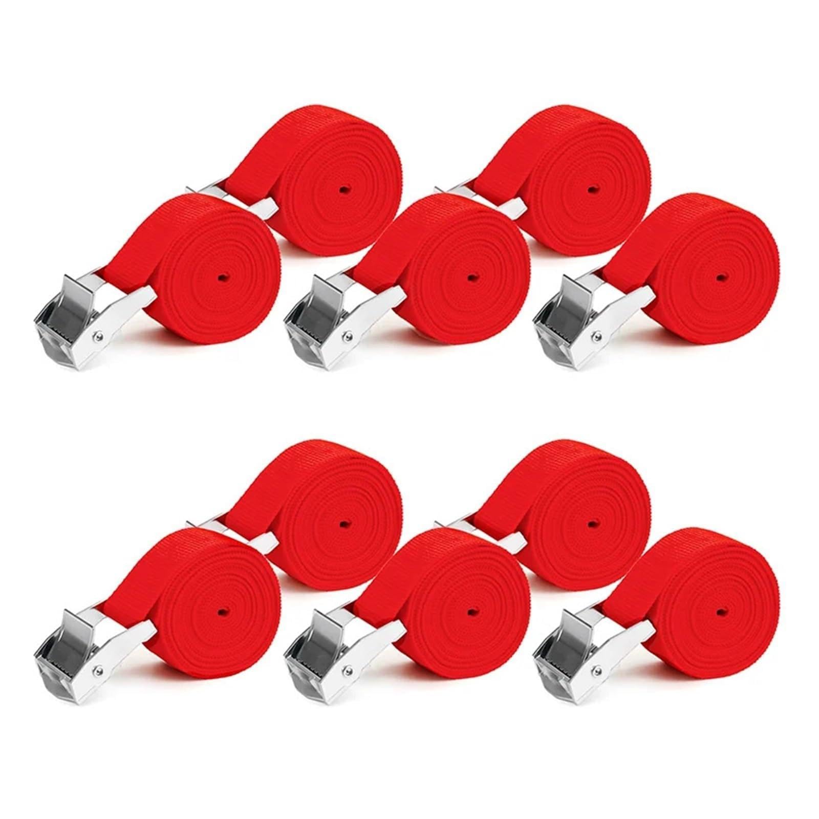 Ratschengurte, 10 STÜCKE 3 Verstellbare, Wiederverwendbare Zurrgurte mit rostfreien Schnallen aus Legierung, Nockenschnalle, Zurrgurt for sichere Ladungsbindung(Rood) von EBAYTV