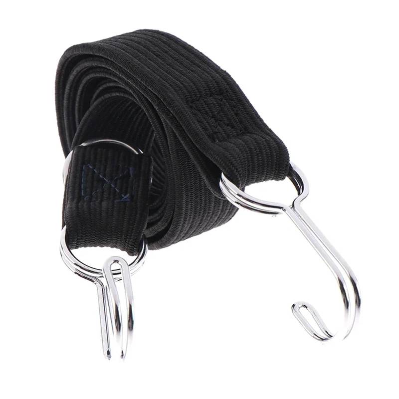 Ratschengurte, 1M Haken-Bune-Seil, verstellbar, strapazierfähig, for päck, Spanngurte, flaches, elastisches Gummi-Stretch-Seil for Motorräder, Gute Zähigkeit(Black 1M) von EBAYTV