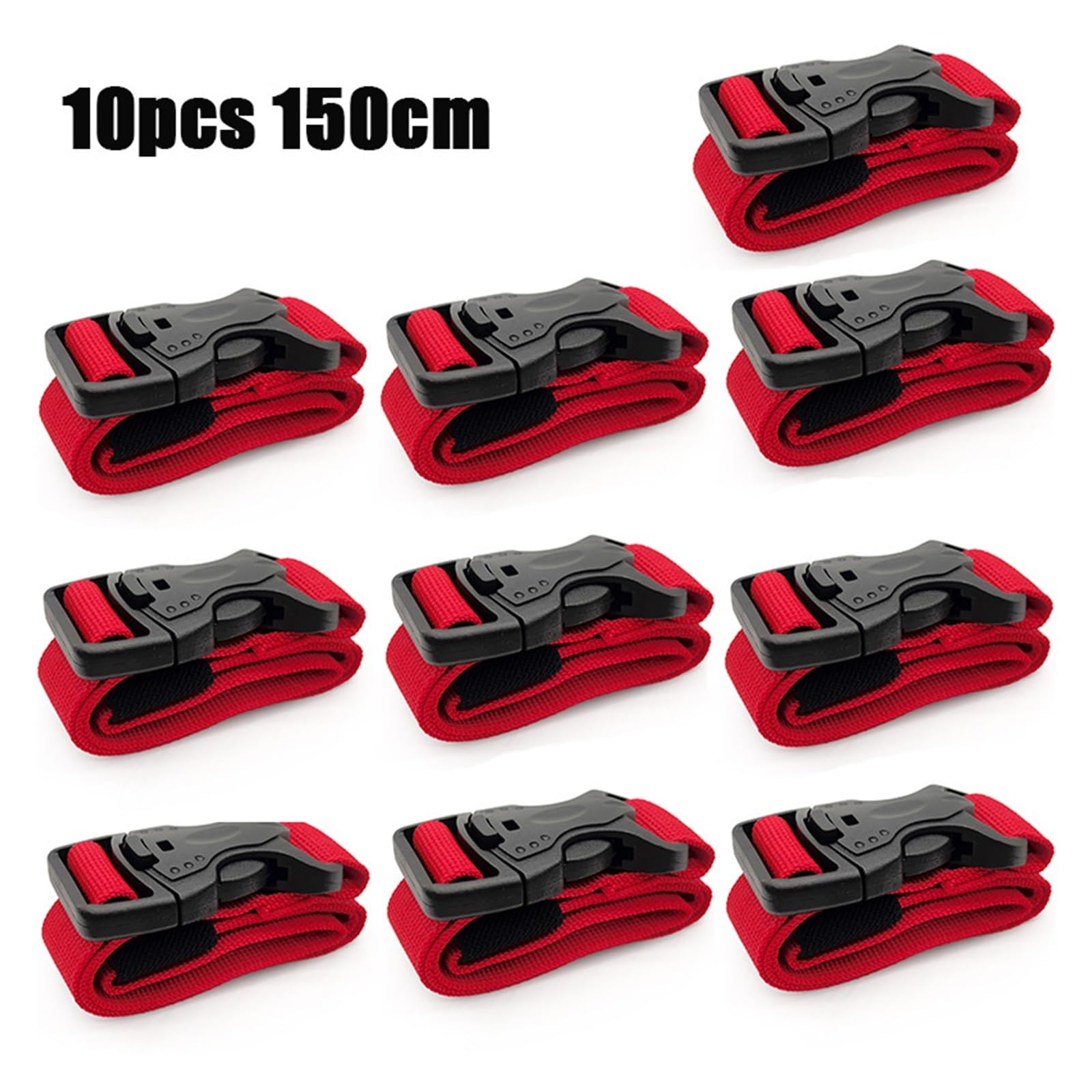 Ratschengurte, 5/10 STÜCKE Tragbare Frachtverzurrgurte Gepäckgurte Schnellverschlussschnalle 60/100/150 cm Gepäck Sicherer Gurt for Camping Wandern(10pcs 150cm) von EBAYTV