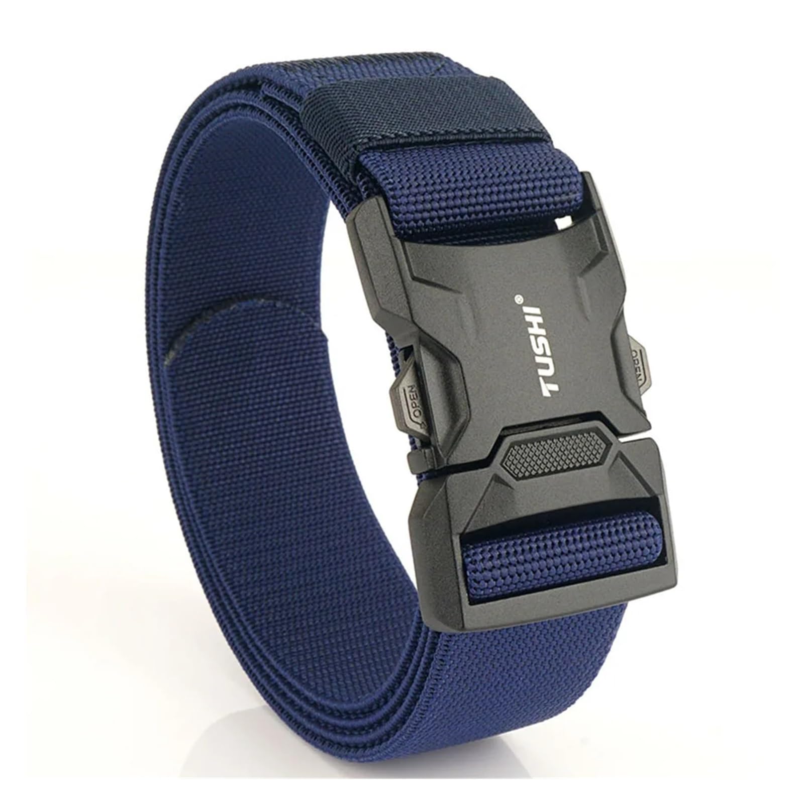 Ratschengurte, Aluminiumlegierung Schnellverschluss Steckbare Schnalle Elastische Gürtel Langlebiger Taktischer Gürtel Cowboy Outdoor Gürtel(Elastic-Blue) von EBAYTV