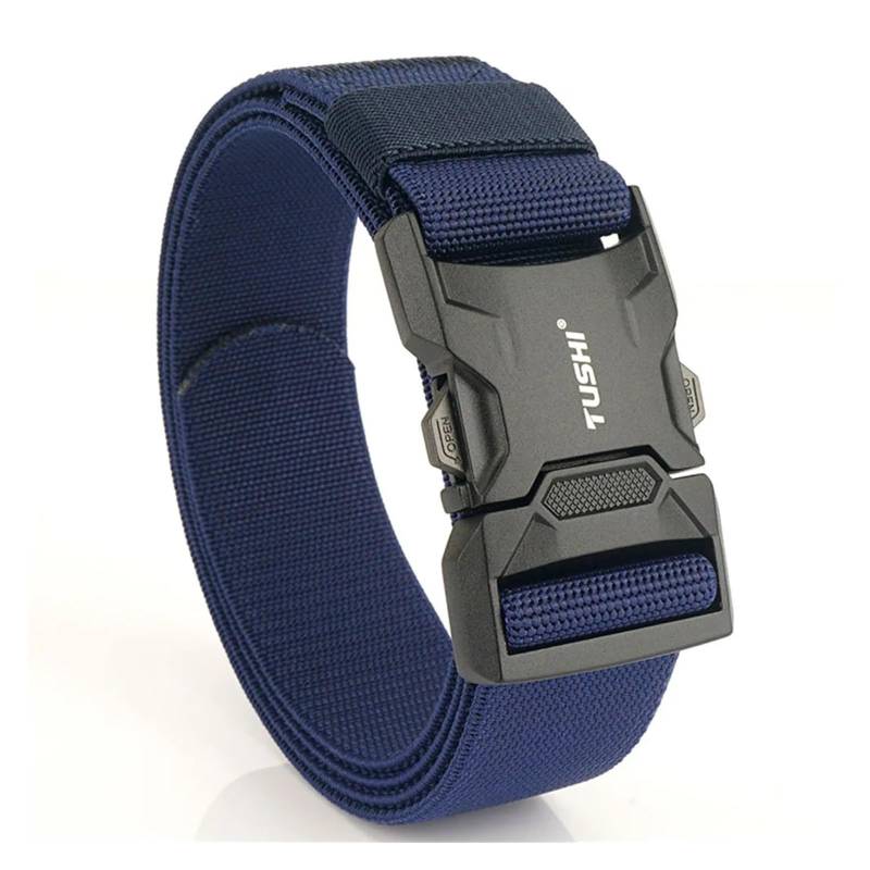 Ratschengurte, Aluminiumlegierung Schnellverschluss Steckbare Schnalle Elastische Gürtel Langlebiger Taktischer Gürtel Cowboy Outdoor Gürtel(Elastic-Blue) von EBAYTV