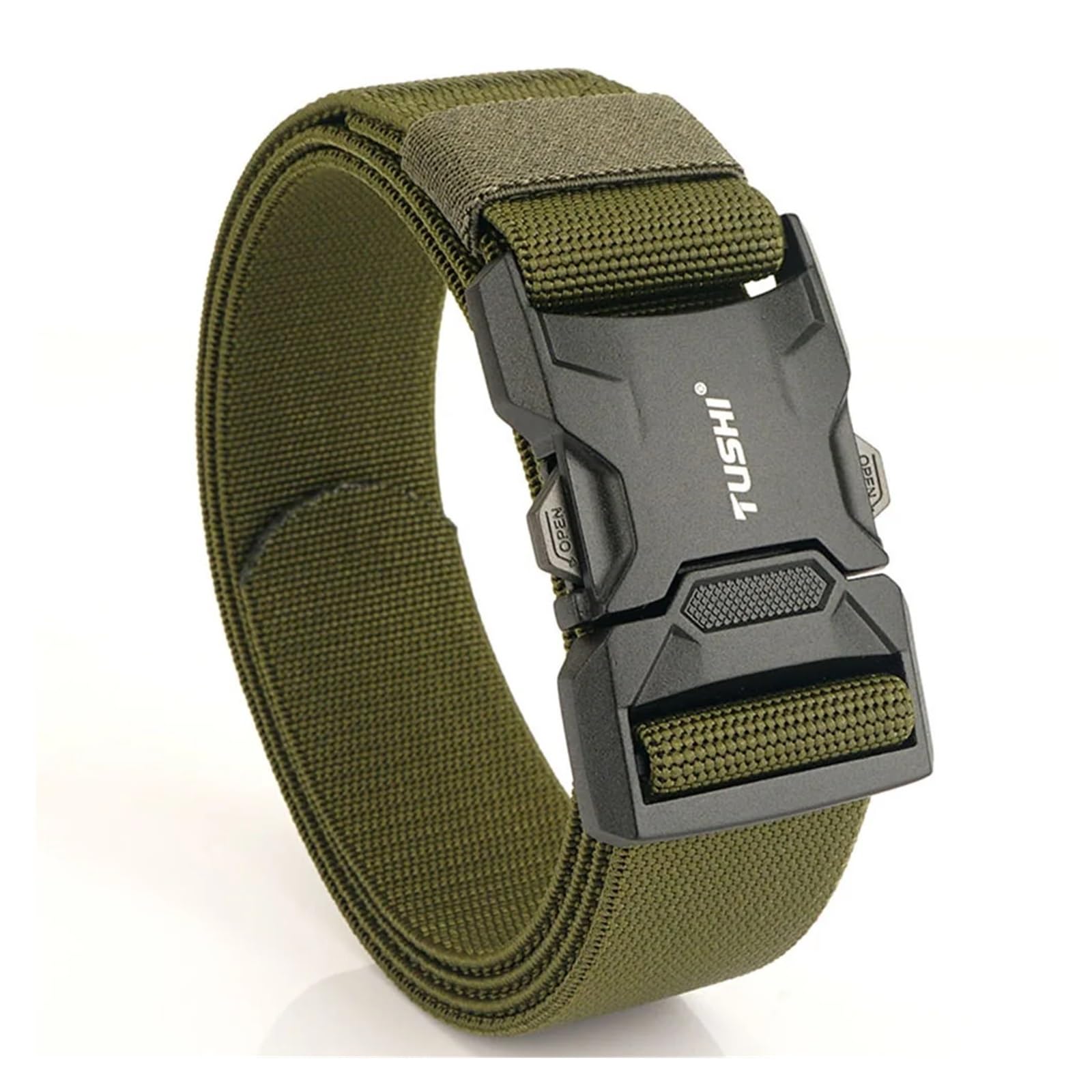 Ratschengurte, Aluminiumlegierung Schnellverschluss Steckbare Schnalle Elastische Gürtel Langlebiger Taktischer Gürtel Cowboy Outdoor Gürtel(Elastic-Green) von EBAYTV